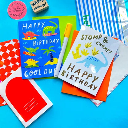 Stomp & Chomp Dinosaur Birthday Greeting Card