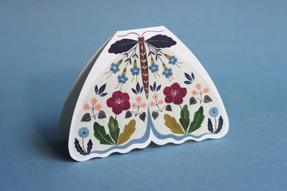 Floral Moth shaped card - Grey