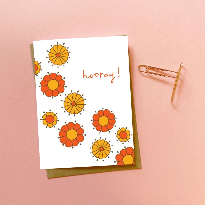 Hooray  Floral Greeting Card