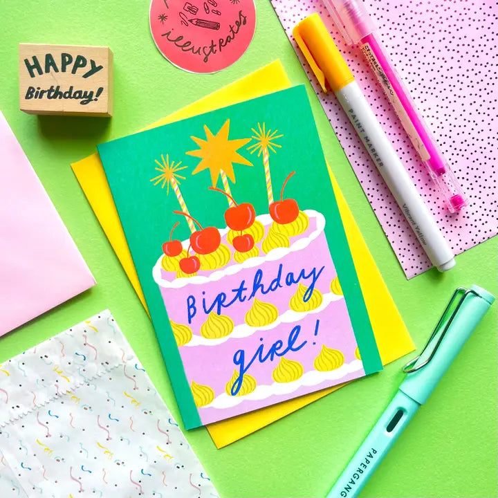 Birthday Girl Cake Greeting Card