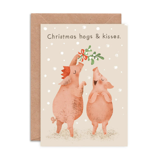 Christmas Hogs and Kisses Card