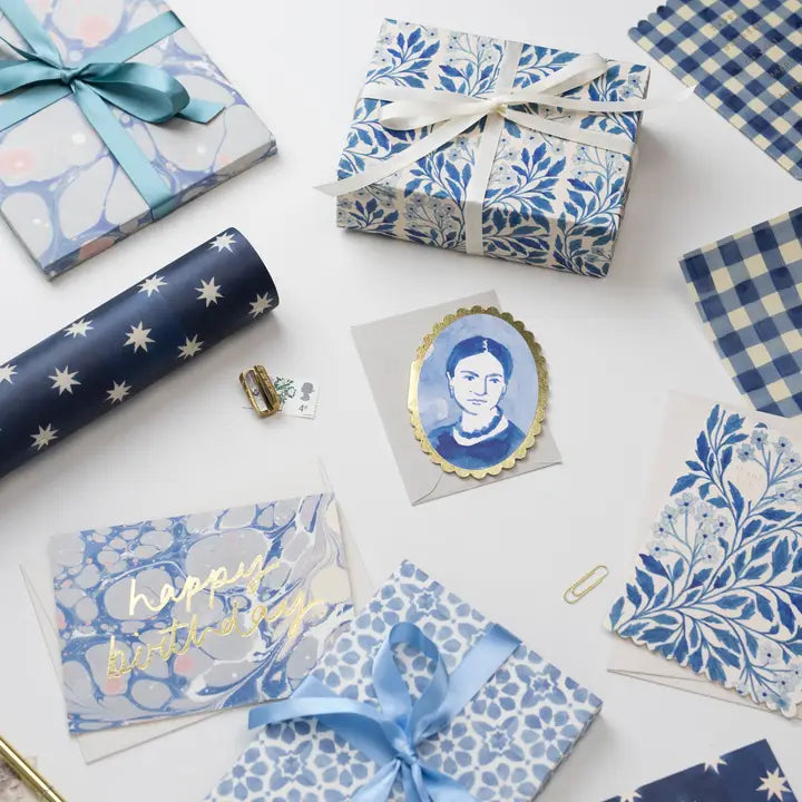 Blue Flora Thank You Card