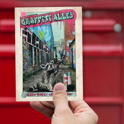 Graffiti Alley Toronto Postcard with Raccoon