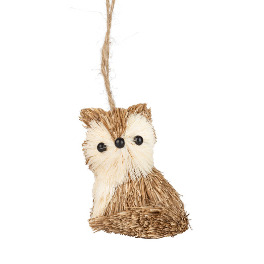 Bristle Fox Ornament, Natural Head With Brown Flocked Body Ornament