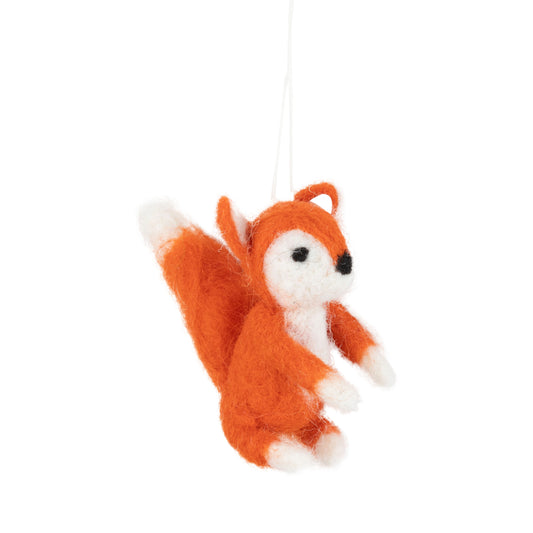 Orange Felt Fox Ornament With White Tail And Ears