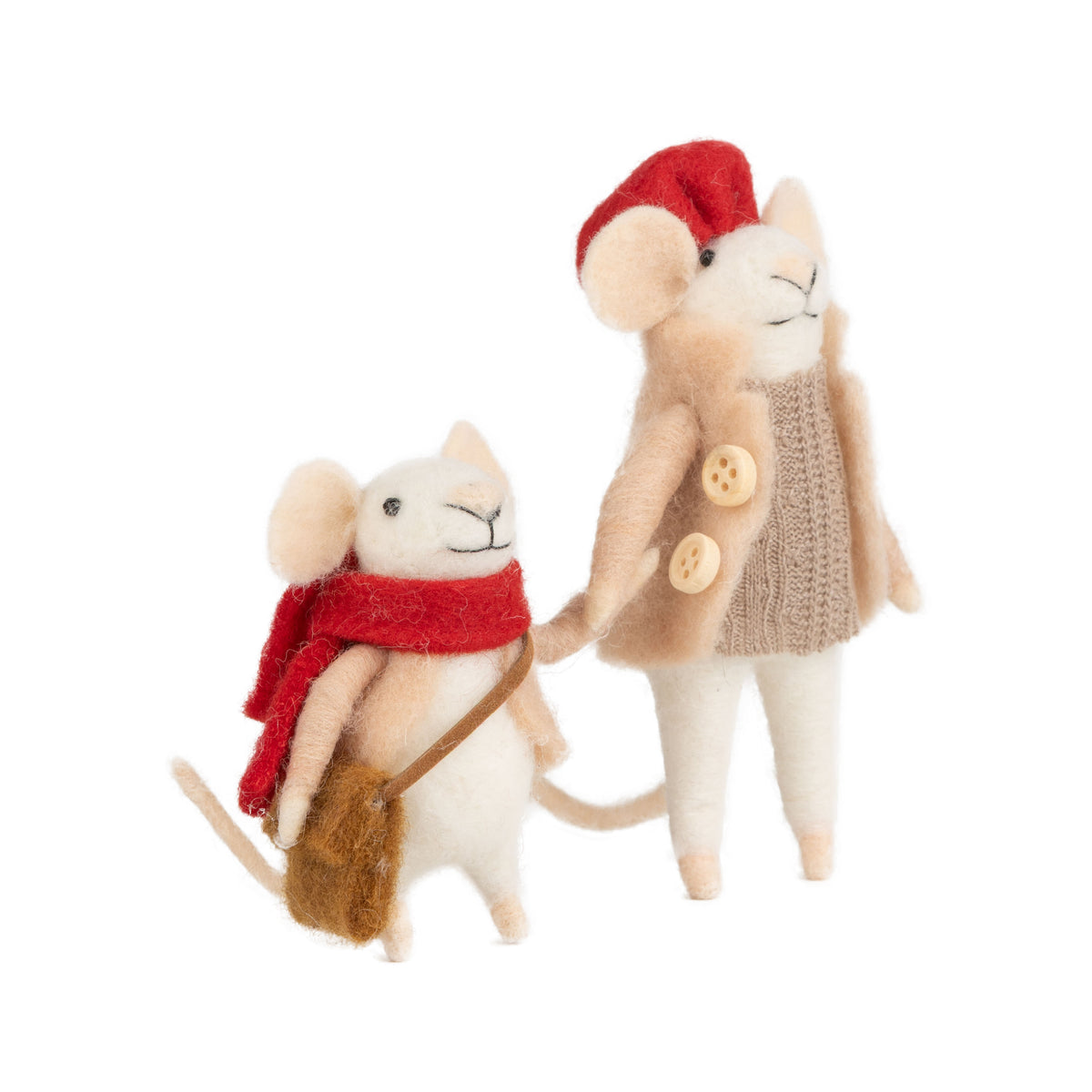 Felt Parent + Child Mice Holding Hand Ornament