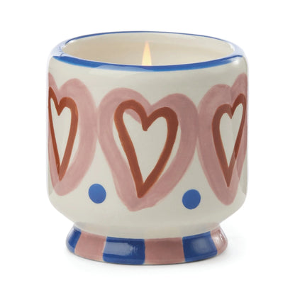 A Dopo Handpainted "Hearts" Ceramic - Rosewood Vanilla