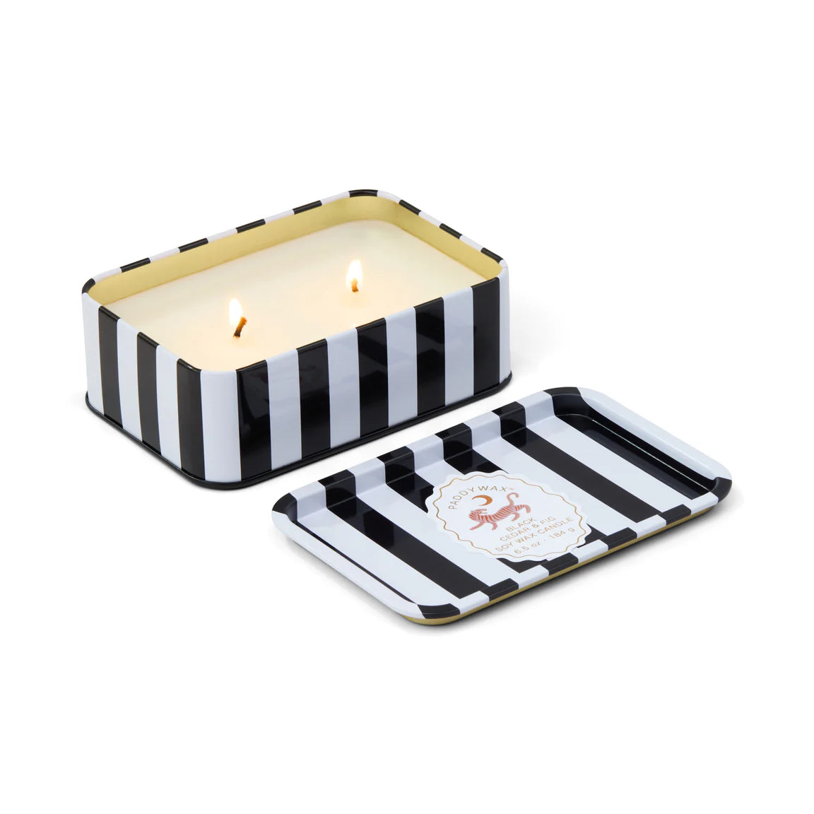 A Dopo Printed Tin Tiger Candle