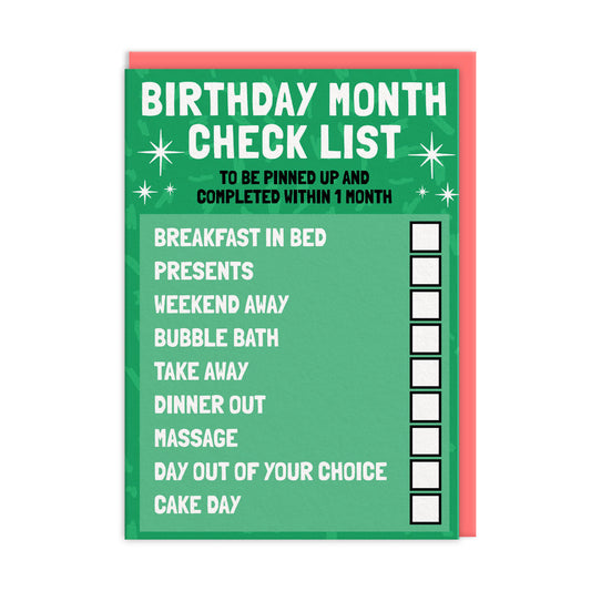 Birthday Month Checklist Card