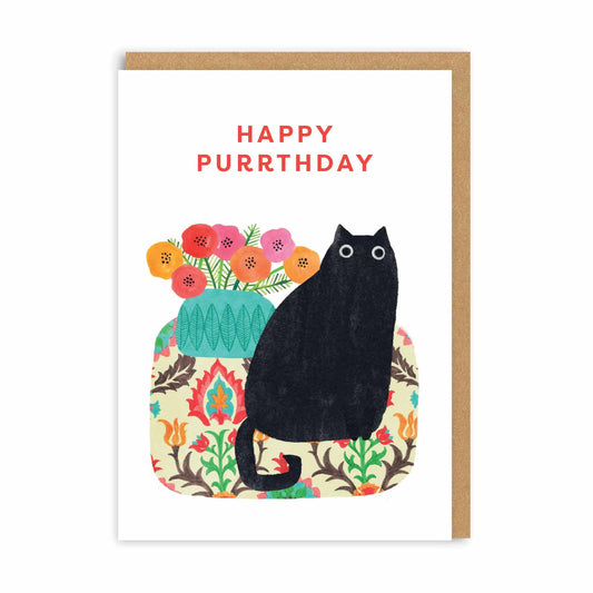 Happy Purrthday Black Cat Card