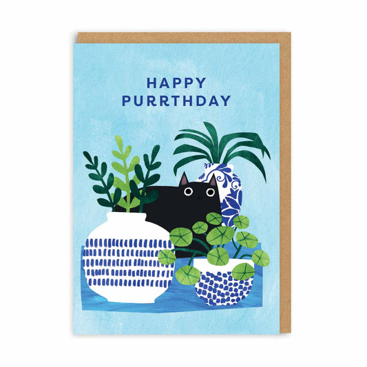 Happy Purrthday Vases Card