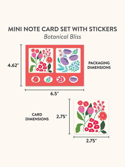 Botanical Bliss Mini Note Card Set with Stickers