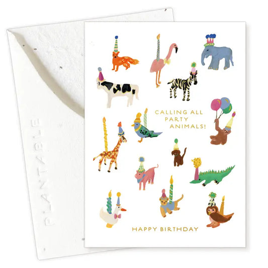 Animal Party Sprout Mini Greeting Card