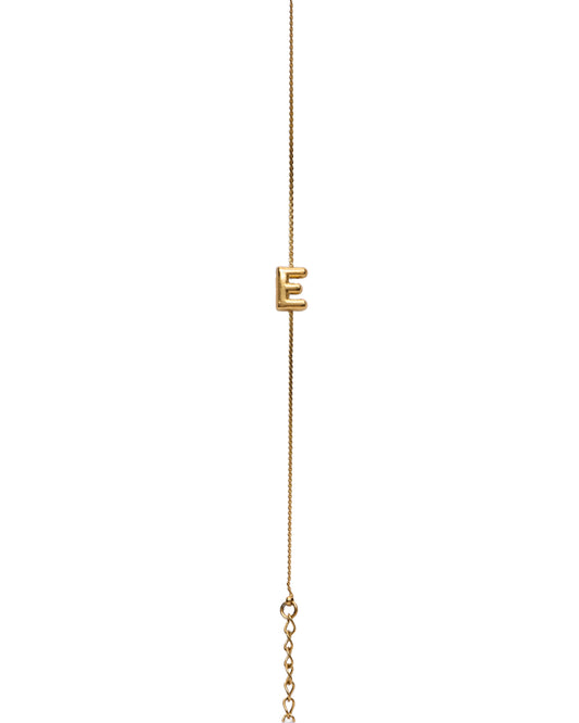 Initial Bracelet Letter E On Gold Chain