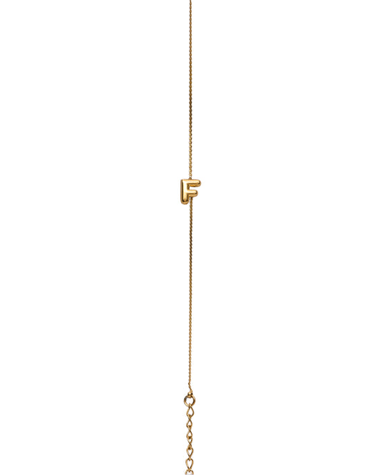 Initial Bracelet Letter F On Gold Chain