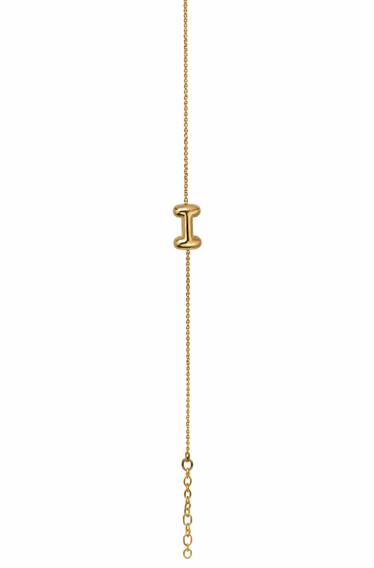Initial Bracelet Letter I On Gold Chain