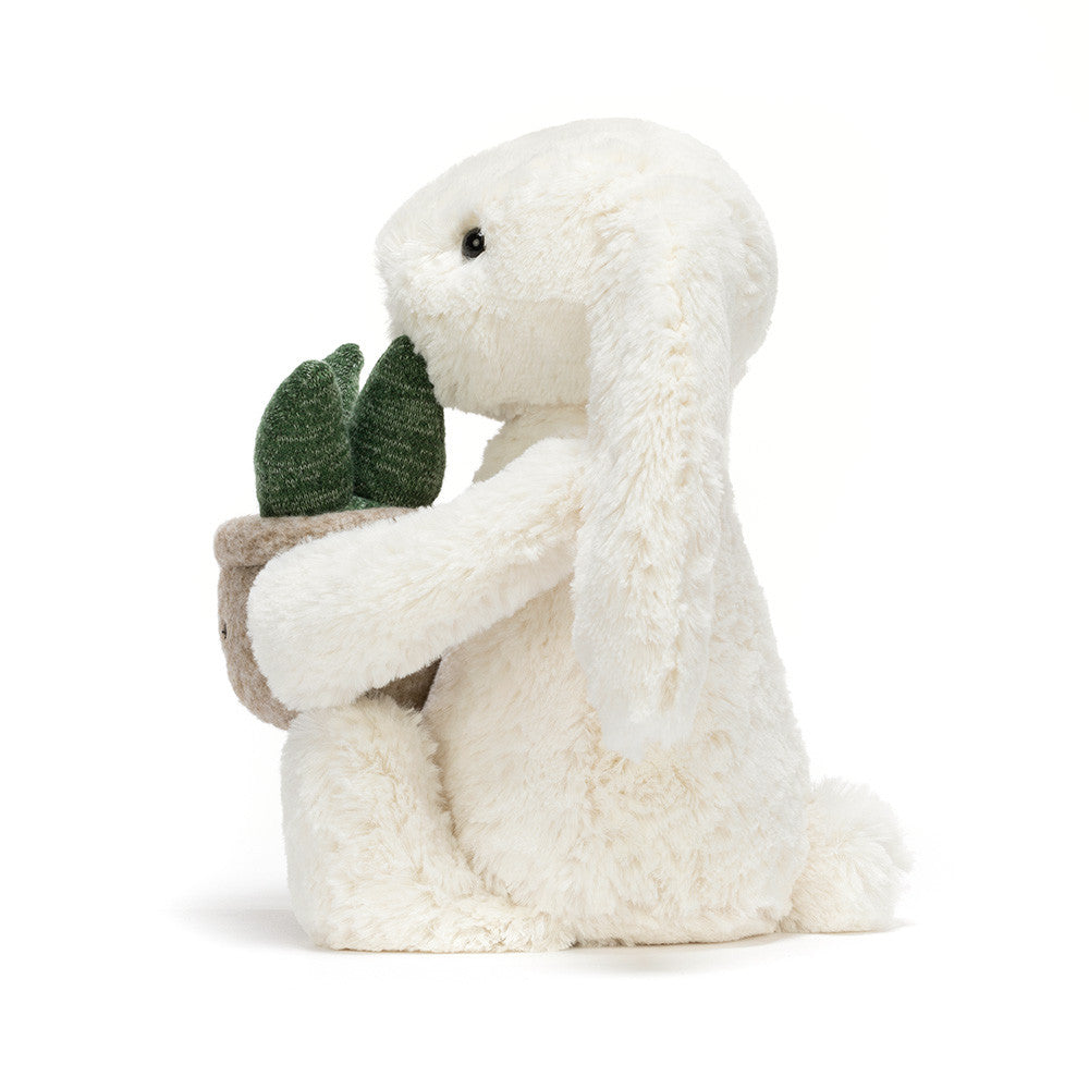 Cream Bunny With Plant Plush Toy
