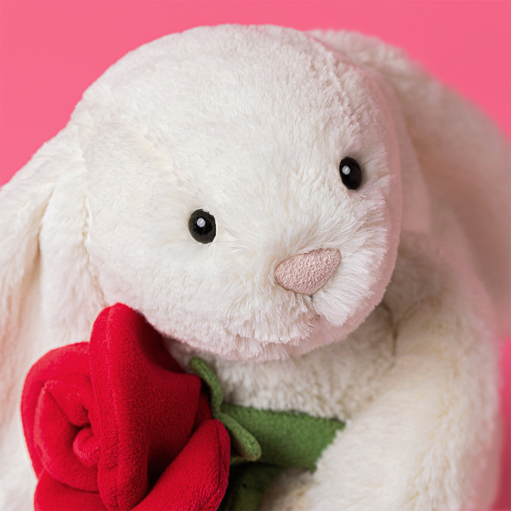 Cream Bunny with Rose Plush Toy