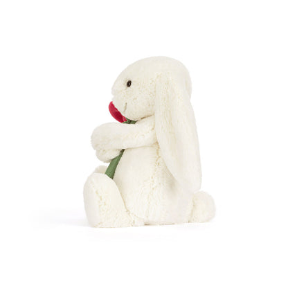 Cream Bunny with Rose Plush Toy