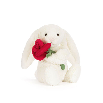 Cream Bunny with Rose Plush Toy