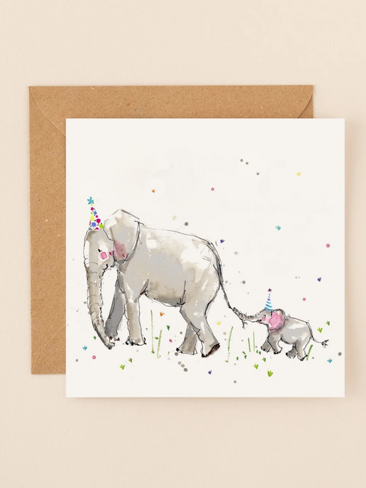 Mum And Baby Elephant Card
