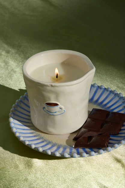 Bistro Imperfect White Ceramic Candle Cappuccino 8oz