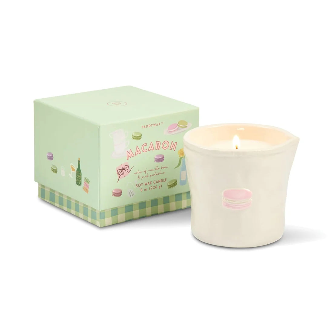 Bistro Imperfect White Ceramic Candle Macaron 8oz