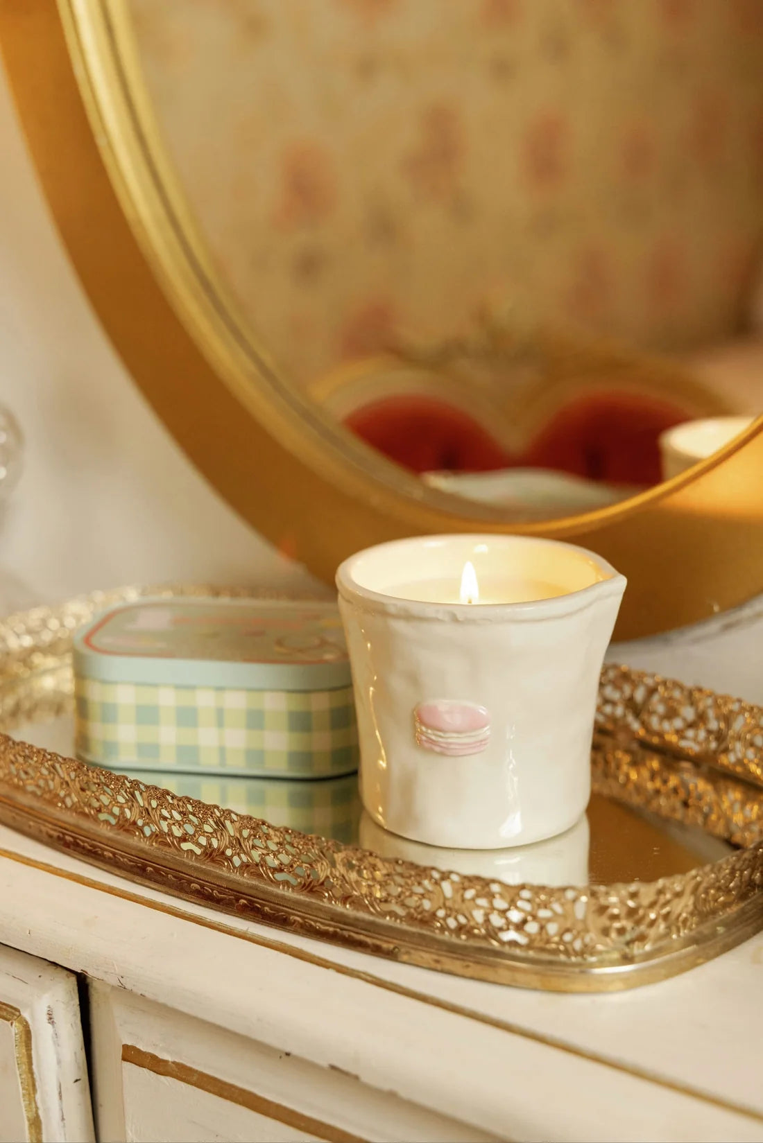 Bistro Imperfect White Ceramic Candle Macaron 8oz
