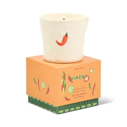 Bistro Imperfect White Ceramic Candle Piment 8oz