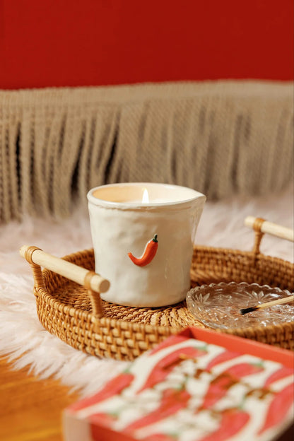 Bistro Imperfect White Ceramic Candle Piment 8oz