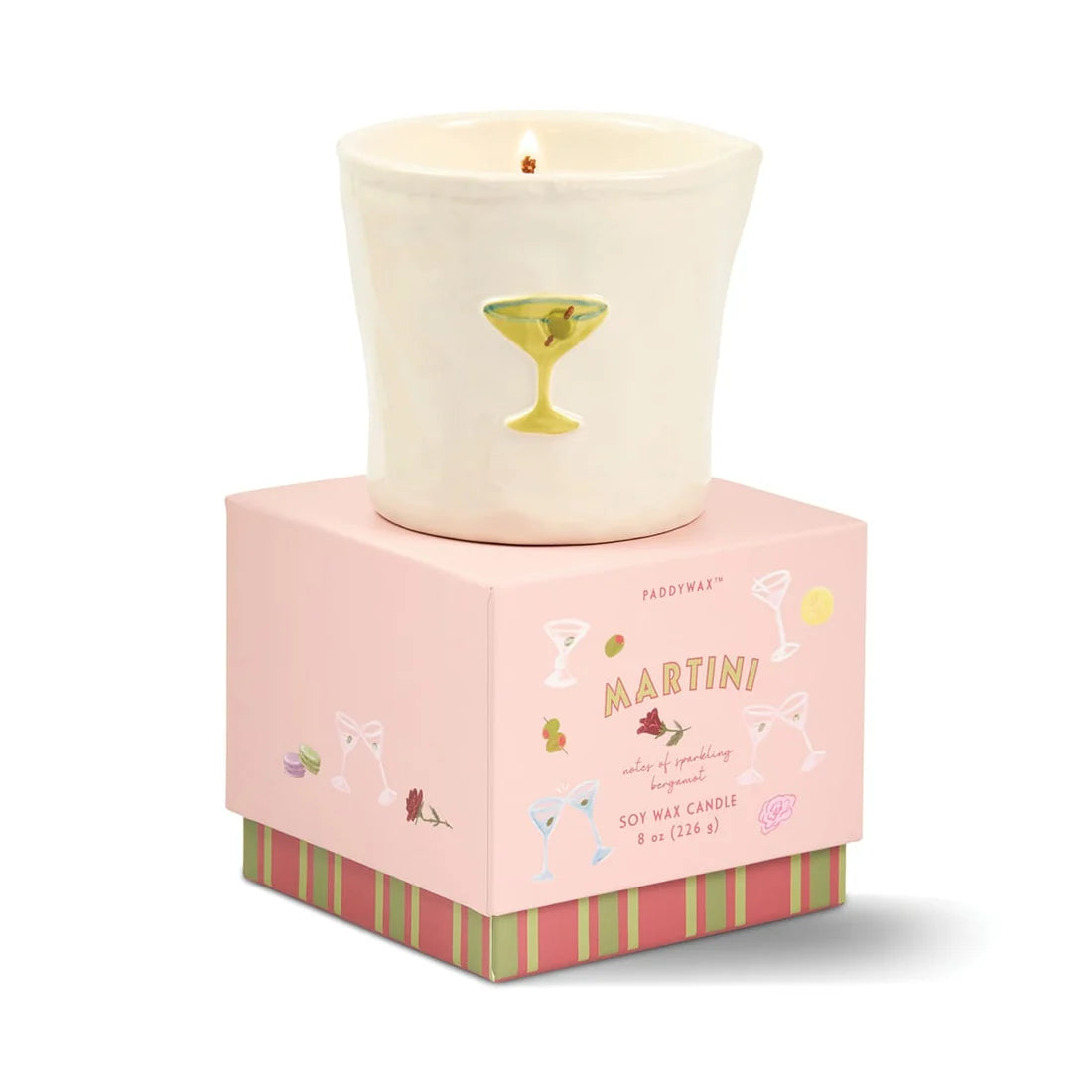 Bistro Imperfect White Ceramic Candle Martini 8oz
