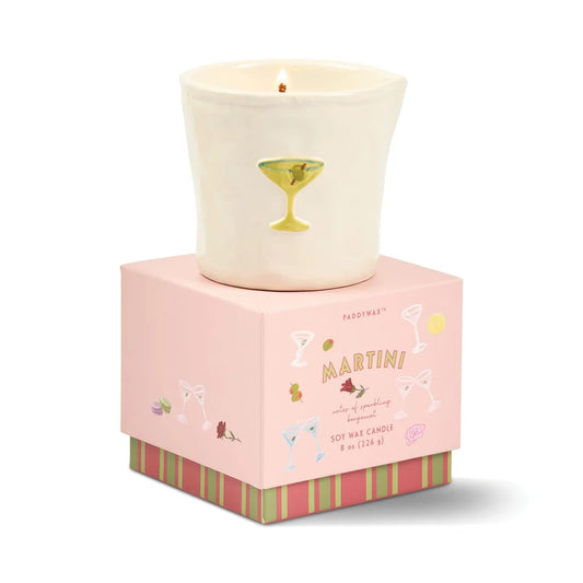 Bistro Imperfect White Ceramic Candle Martini 8oz