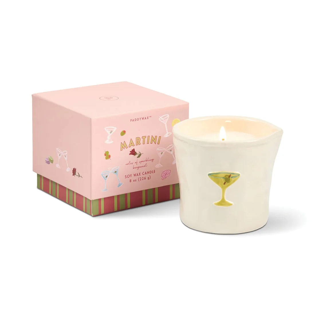 Bistro Imperfect White Ceramic Candle Martini 8oz
