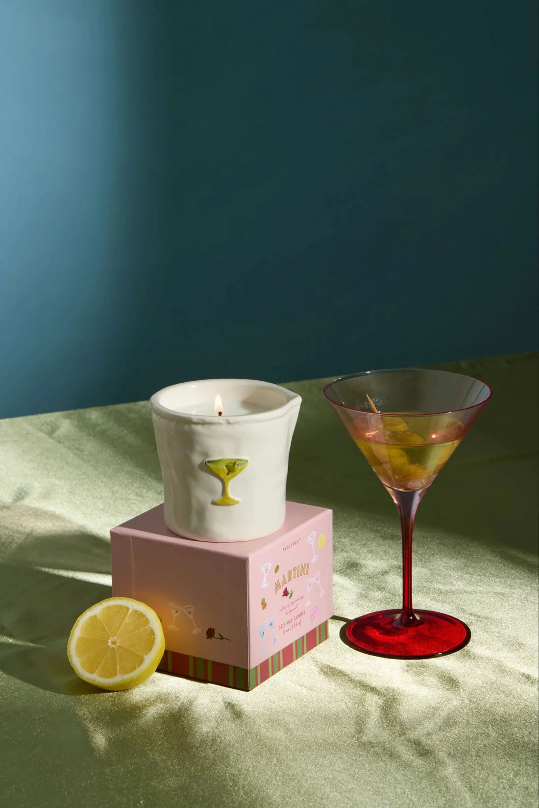 Bistro Imperfect White Ceramic Candle Martini 8oz