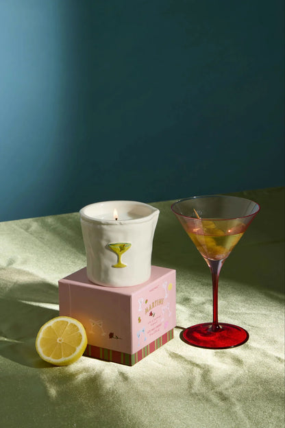 Bistro Imperfect White Ceramic Candle Martini 8oz