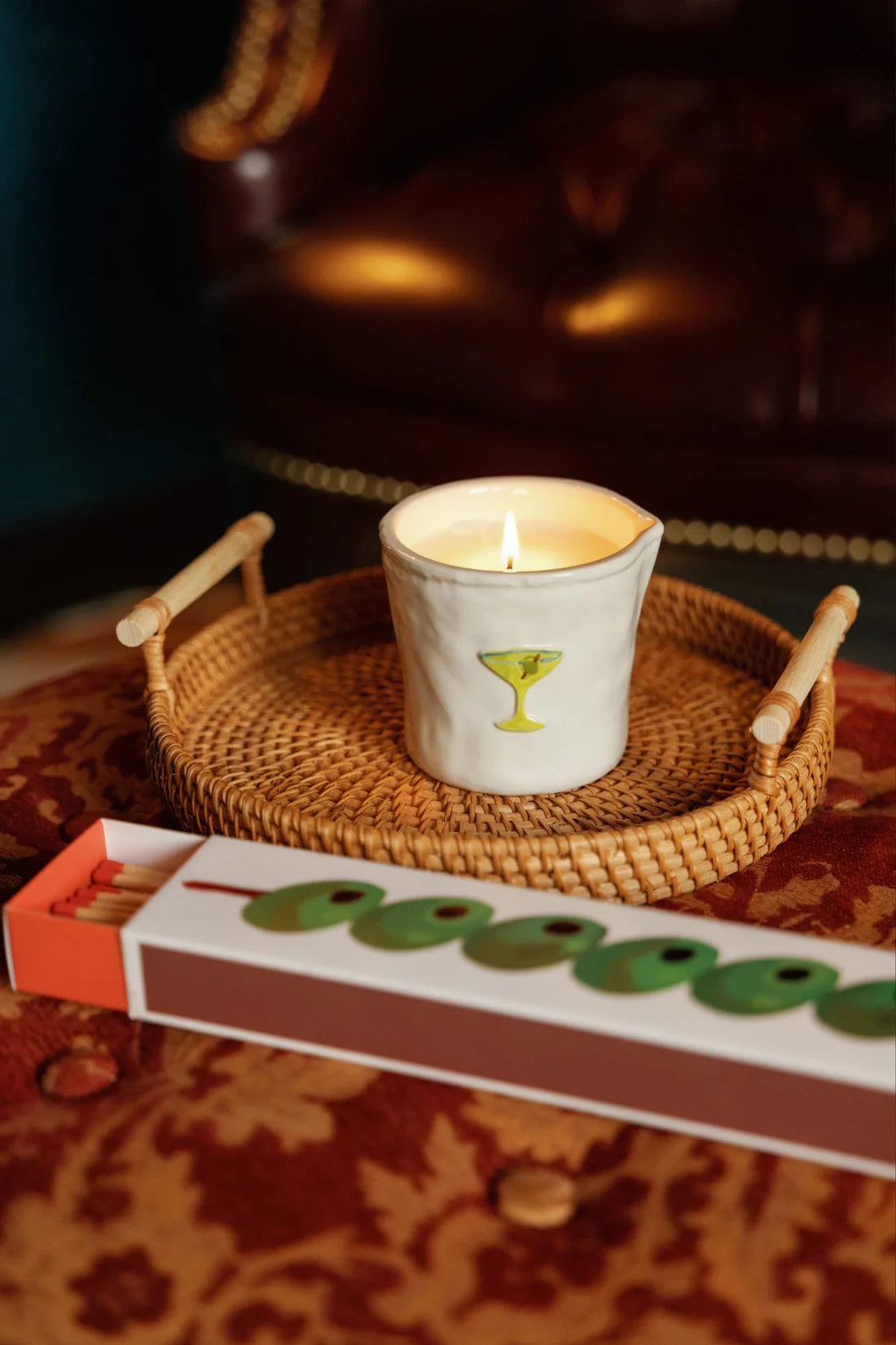 Bistro Imperfect White Ceramic Candle Martini 8oz