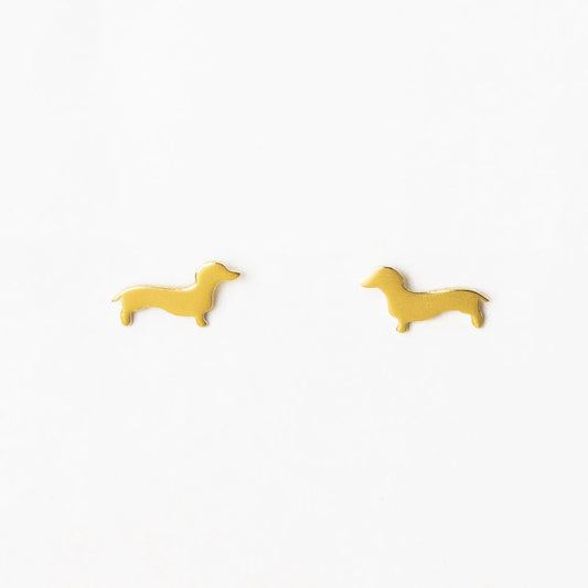 Alice Dachshund Earrings 18K Brass