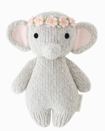 Baby Elephant Blush Floral Hand-Knit Doll
