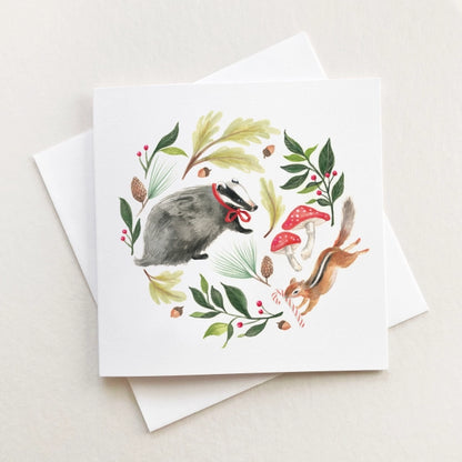 Badger and Chipmunk Art Card