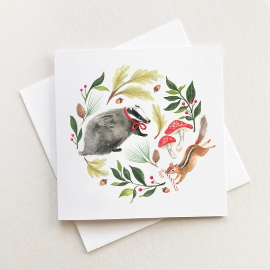 Badger and Chipmunk Art Card