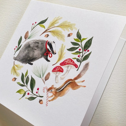 Badger and Chipmunk Art Card