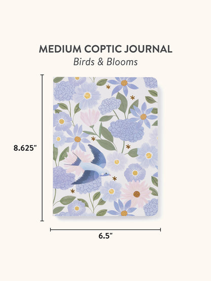 Birds & Blooms Medium Coptic-Bound Journal