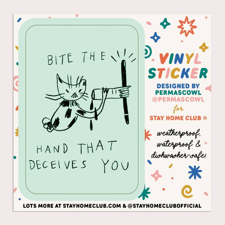 S55 Bite the Hand Waterproof Vinyl Sticker
