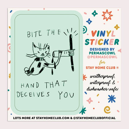 S55 Bite the Hand Waterproof Vinyl Sticker