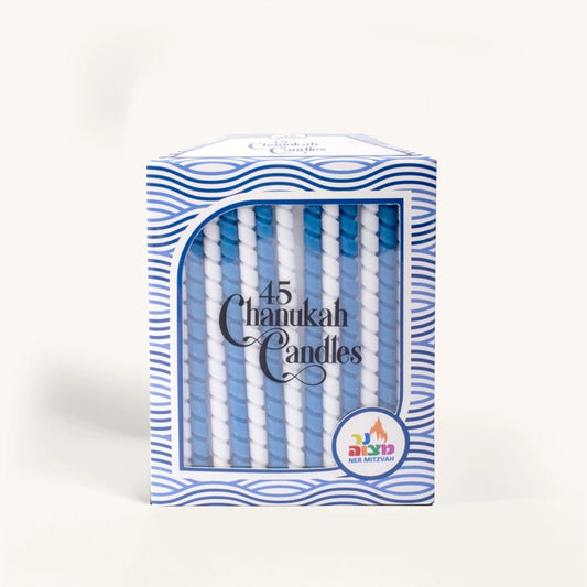 Blue & White Spiral Chanukah Candles