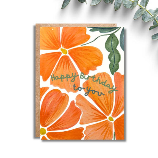 Bright Orange Blooms Greeting Card