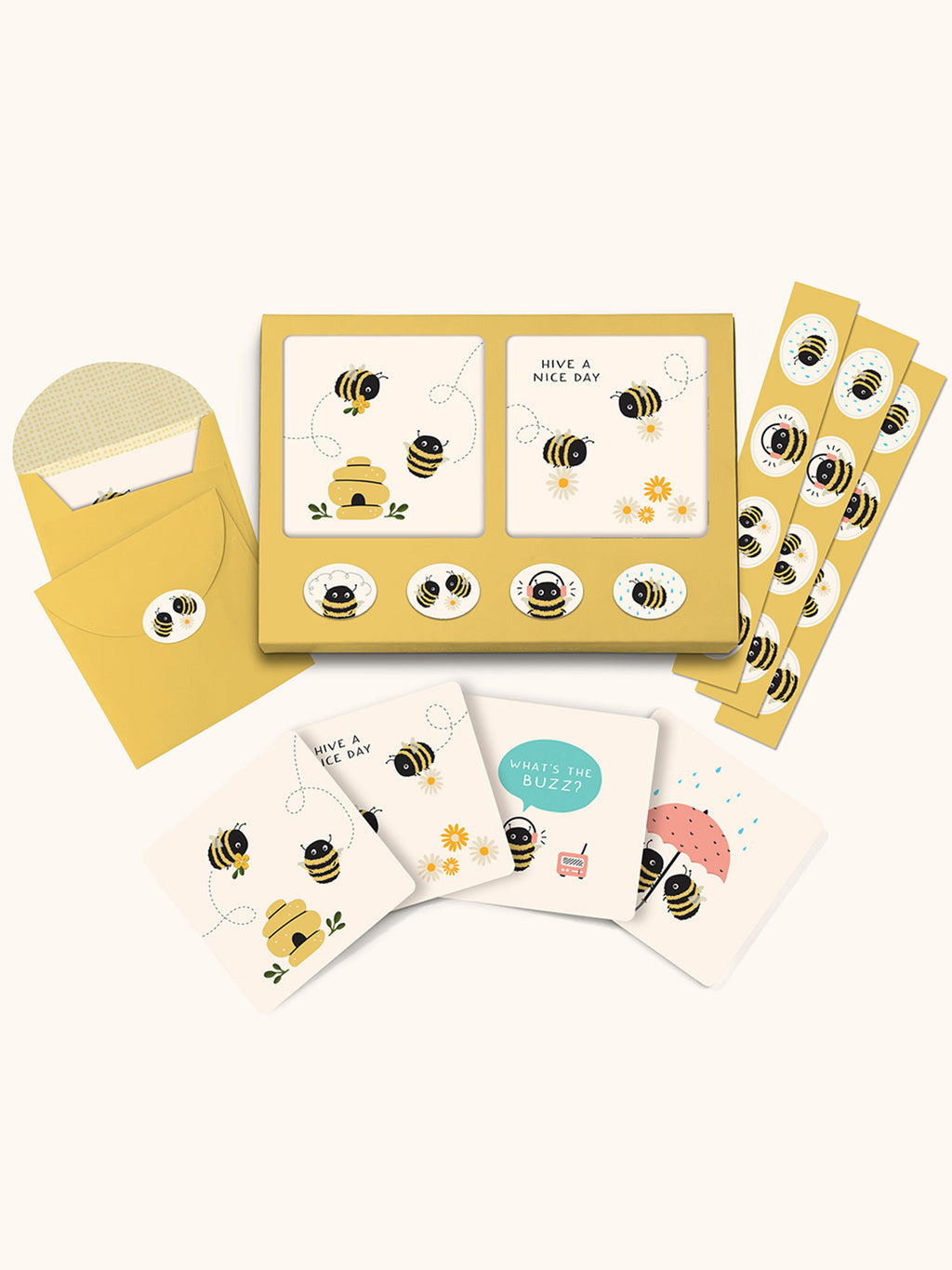 Buzzy Bees Mini Note Card Set with Stickers
