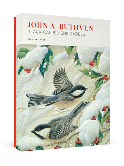 John Ruthven Black Chapped Chickadees Holiday Boxed Cards