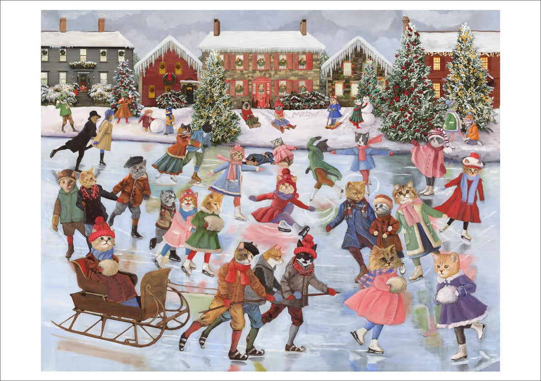 Carol Lew Cats On Ice Holiday Boxed Cards