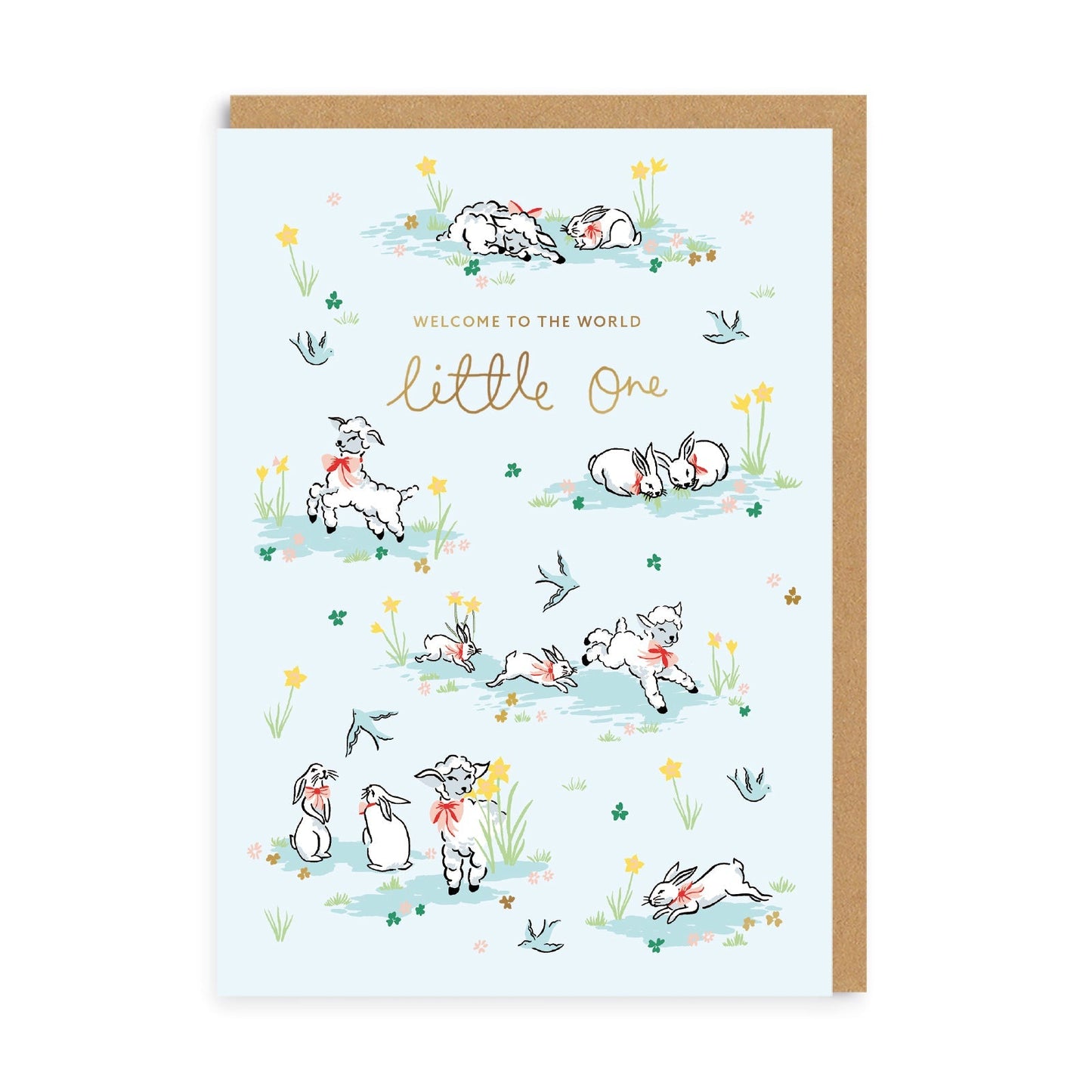 Hello Little One Lambs Card